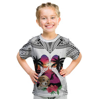 Polynesian Kid T Shirt Dog Lover With Beagle - Sunset At The Beach White Ver - Wonder Print Shop
