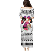 Polynesian Puletasi Dog Lover With Beagle - Sunset At The Beach White Ver - Wonder Print Shop