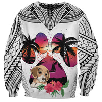 Polynesian Sweatshirt Dog Lover With Beagle - Sunset At The Beach White Ver - Wonder Print Shop