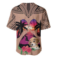 Polynesian Baseball Jersey Dog Lover With Beagle - Sunset At The Beach Brown Ver LT7 - Wonder Print Shop