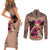 Polynesian Couples Matching Short Sleeve Bodycon Dress and Long Sleeve Button Shirts Dog Lover With Beagle - Sunset At The Beach Brown Ver LT7 - Wonder Print Shop