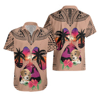 Polynesian Hawaiian Shirt Dog Lover With Beagle - Sunset At The Beach Brown Ver - Wonder Print Shop