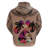 Polynesian Hoodie Dog Lover With Beagle - Sunset At The Beach Brown Ver - Wonder Print Shop