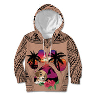 Polynesian Kid Hoodie Dog Lover With Beagle - Sunset At The Beach Brown Ver - Wonder Print Shop