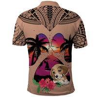 Polynesian Polo Shirt Dog Lover With Beagle - Sunset At The Beach Brown Ver - Wonder Print Shop