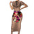Polynesian Short Sleeve Bodycon Dress Dog Lover With Beagle - Sunset At The Beach Brown Ver - Wonder Print Shop