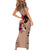 Polynesian Short Sleeve Bodycon Dress Dog Lover With Beagle - Sunset At The Beach Brown Ver - Wonder Print Shop
