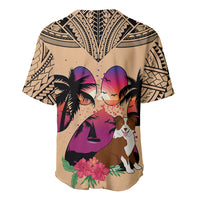 Polynesian Baseball Jersey Dog Lover With Border Collie - Sunset At The Beach LT7 - Wonder Print Shop