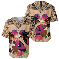 Polynesian Baseball Jersey Dog Lover With Border Collie - Sunset At The Beach LT7 - Wonder Print Shop