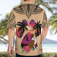 Polynesian Hawaiian Shirt Dog Lover With Border Collie - Sunset At The Beach - Wonder Print Shop