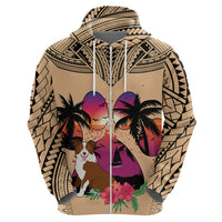 Polynesian Hoodie Dog Lover With Border Collie - Sunset At The Beach - Wonder Print Shop