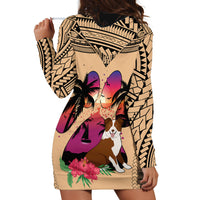 Polynesian Hoodie Dress Dog Lover With Border Collie - Sunset At The Beach - Wonder Print Shop