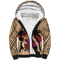 Polynesian Sherpa Hoodie Dog Lover With Border Collie - Sunset At The Beach - Wonder Print Shop