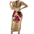 Polynesian Short Sleeve Bodycon Dress Dog Lover With Border Collie - Sunset At The Beach - Wonder Print Shop
