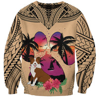 Polynesian Sweatshirt Dog Lover With Border Collie - Sunset At The Beach - Wonder Print Shop