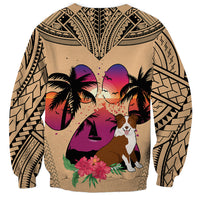 Polynesian Sweatshirt Dog Lover With Border Collie - Sunset At The Beach - Wonder Print Shop