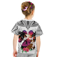 Polynesian Kid T Shirt Dog Lover With Border Collie - Sunset At The Beach White Ver - Wonder Print Shop