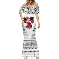 Polynesian Mermaid Dress Dog Lover With Border Collie - Sunset At The Beach White Ver - Wonder Print Shop