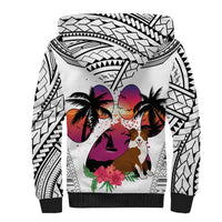 Polynesian Sherpa Hoodie Dog Lover With Border Collie - Sunset At The Beach White Ver - Wonder Print Shop