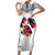Polynesian Short Sleeve Bodycon Dress Dog Lover With Border Collie - Sunset At The Beach White Ver - Wonder Print Shop