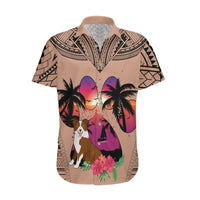 Polynesian Hawaiian Shirt Dog Lover With Border Collie - Sunset At The Beach Brown Ver - Wonder Print Shop
