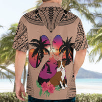 Polynesian Hawaiian Shirt Dog Lover With Border Collie - Sunset At The Beach Brown Ver - Wonder Print Shop