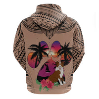 Polynesian Hoodie Dog Lover With Border Collie - Sunset At The Beach Brown Ver - Wonder Print Shop