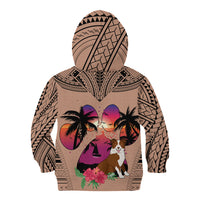 Polynesian Kid Hoodie Dog Lover With Border Collie - Sunset At The Beach Brown Ver - Wonder Print Shop