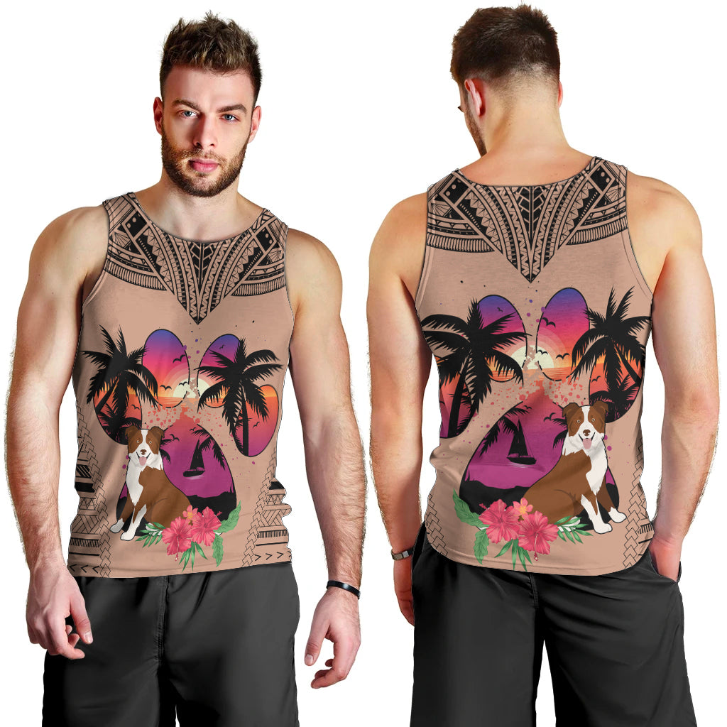 polynesian-men-tank-top-dog-lover-with-border-collie-sunset-at-the-beach-brown-ver