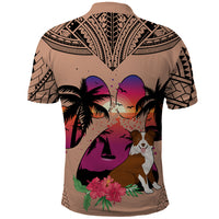 Polynesian Polo Shirt Dog Lover With Border Collie - Sunset At The Beach Brown Ver - Wonder Print Shop