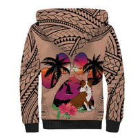 Polynesian Sherpa Hoodie Dog Lover With Border Collie - Sunset At The Beach Brown Ver - Wonder Print Shop