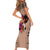 Polynesian Short Sleeve Bodycon Dress Dog Lover With Border Collie - Sunset At The Beach Brown Ver - Wonder Print Shop