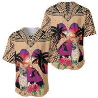 Polynesian Baseball Jersey Dog Lover With German Shepherd - Sunset At The Beach LT7 - Wonder Print Shop