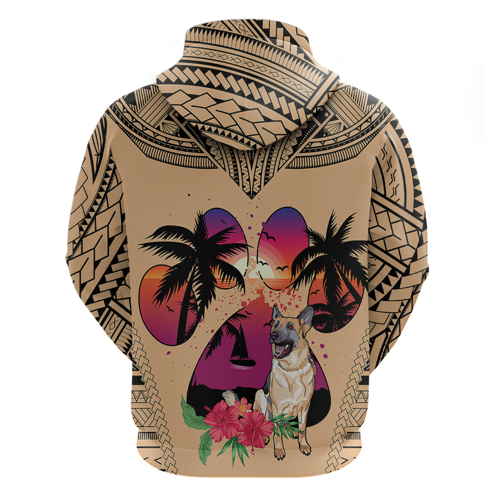 Polynesian Hoodie Dog Lover With German Shepherd - Sunset At The Beach - Wonder Print Shop