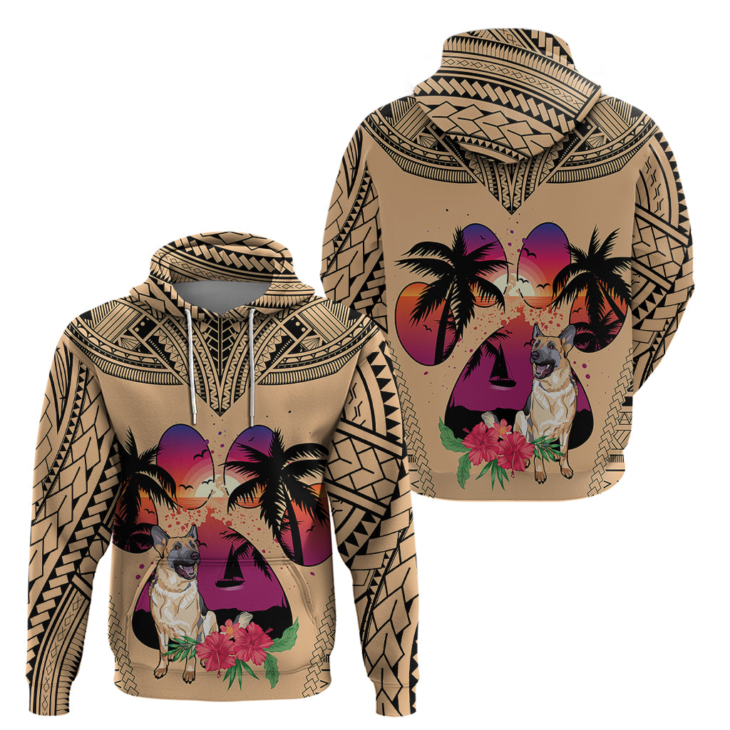 Polynesian Hoodie Dog Lover With German Shepherd - Sunset At The Beach - Wonder Print Shop