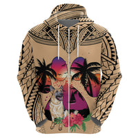 Polynesian Hoodie Dog Lover With German Shepherd - Sunset At The Beach - Wonder Print Shop