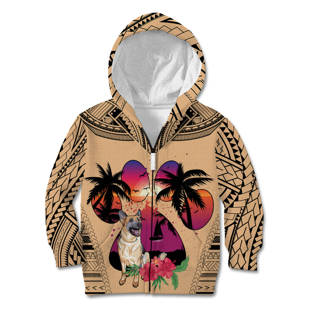Polynesian Kid Hoodie Dog Lover With German Shepherd - Sunset At The Beach - Wonder Print Shop