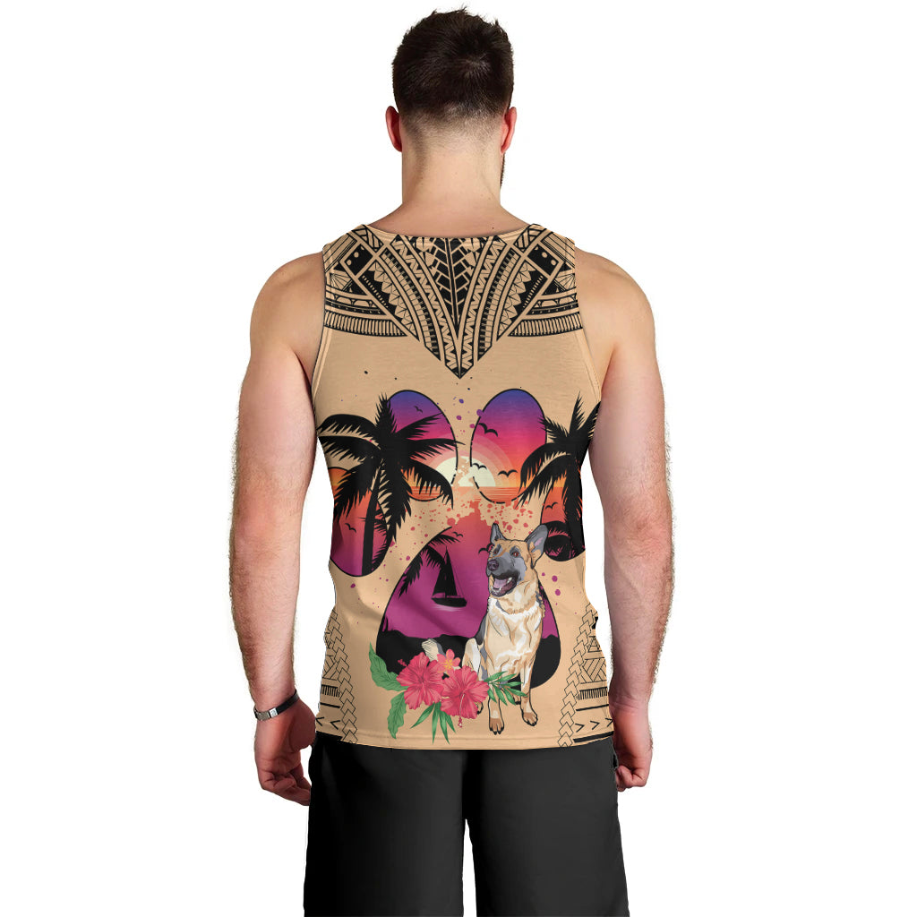 polynesian-men-tank-top-dog-lover-with-german-shepherd-sunset-at-the-beach