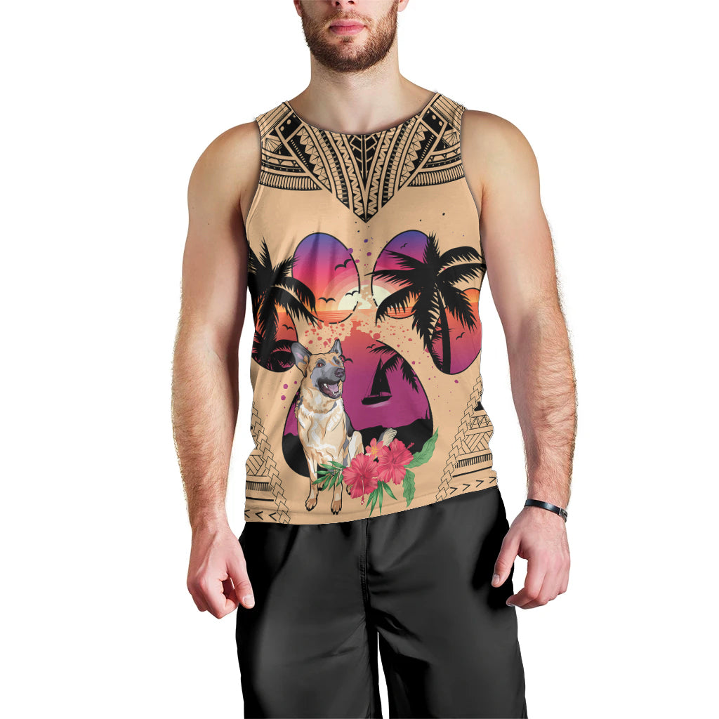 polynesian-men-tank-top-dog-lover-with-german-shepherd-sunset-at-the-beach