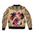 Polynesian Sleeve Zip Bomber Jacket Dog Lover With German Shepherd - Sunset At The Beach - Wonder Print Shop
