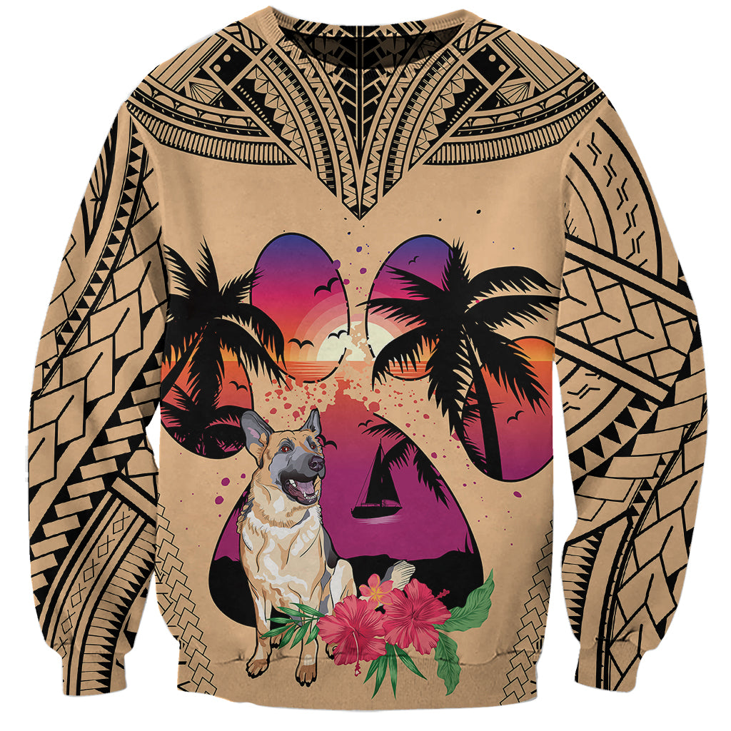 Polynesian Sweatshirt Dog Lover With German Shepherd - Sunset At The Beach - Wonder Print Shop