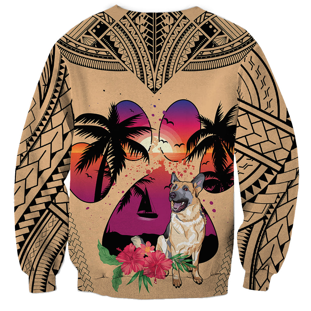 Polynesian Sweatshirt Dog Lover With German Shepherd - Sunset At The Beach - Wonder Print Shop