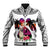 Polynesian Baseball Jacket Dog Lover With German Shepherd - Sunset At The Beach White Ver LT7 - Wonder Print Shop