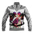 Polynesian Baseball Jacket Dog Lover With German Shepherd - Sunset At The Beach White Ver LT7 - Wonder Print Shop