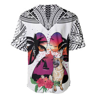 Polynesian Baseball Jersey Dog Lover With German Shepherd - Sunset At The Beach White Ver LT7 - Wonder Print Shop