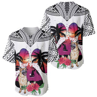 Polynesian Baseball Jersey Dog Lover With German Shepherd - Sunset At The Beach White Ver LT7 - Wonder Print Shop