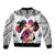 Polynesian Bomber Jacket Dog Lover With German Shepherd - Sunset At The Beach White Ver LT7 - Wonder Print Shop