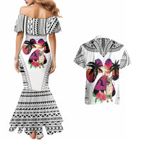 Polynesian Couples Matching Mermaid Dress and Hawaiian Shirt Dog Lover With German Shepherd - Sunset At The Beach White Ver LT7 - Wonder Print Shop