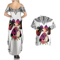 Polynesian Couples Matching Summer Maxi Dress and Hawaiian Shirt Dog Lover With German Shepherd - Sunset At The Beach White Ver LT7 - Wonder Print Shop