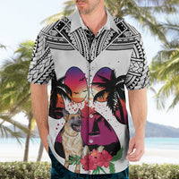Polynesian Hawaiian Shirt Dog Lover With German Shepherd - Sunset At The Beach White Ver - Wonder Print Shop